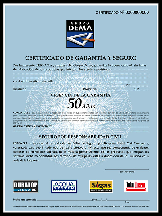 Certificado de Garantía